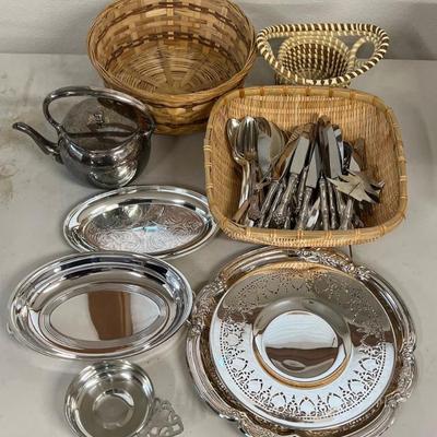 Silver Plate Silverware - Oneida, Sterling Silver Handled Knives, Serving Pieces, Baskets, And More
