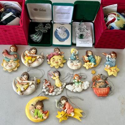 Vintage Collectible Christmas Ornaments - Galloway Irish Crystal, Wedgwood, Anri-italy, Chase, And Inside Art