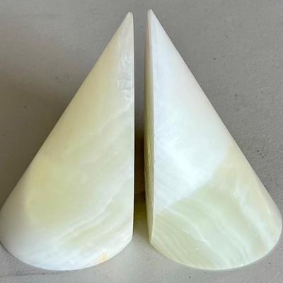 Pair Of 7" Solid Alabaster Books Ends
