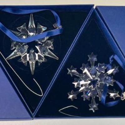  (2) Swarovski Crystal 2004 And 2007 Snowflake Holiday Ornaments With Boxes