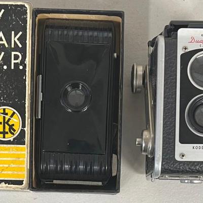 Vintage Kodak Duaflex III And Jiffy Kodak V.P. Cameras With (1) Original Box 