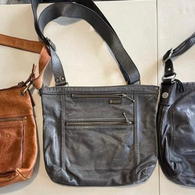 (2) Vintage Fossil Leather Bags And (1) Ouellet