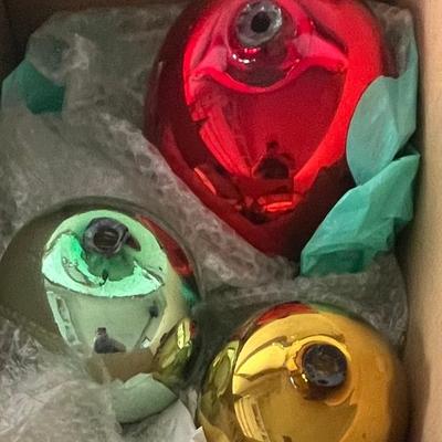 (3) Art Glass Christmas Spheres From Mexico