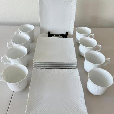 (7) Richard Ginori Eher Italy Square Plates And (8) Handled Cups