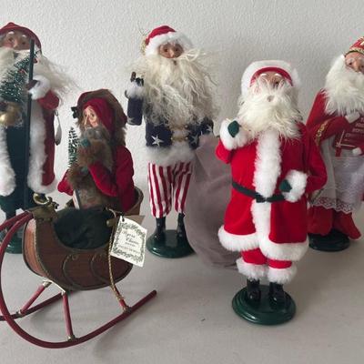 (5) Byer's Choice Santa's And Sleigh