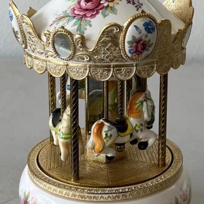 San Francisco Music Box Company Porcelain Waltz Of The Flowers Musical Carousel 