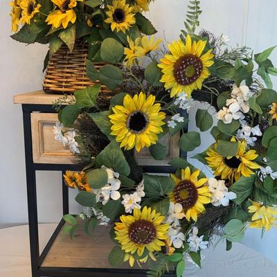 Side Table, Sunflower Basket, Sunflower Wreath
