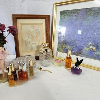 Perfumes, Glass Trinket Box, Ballerina Figurine, Wall Hangings 