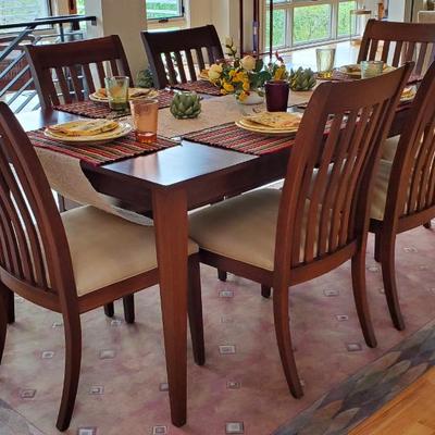 Ethan Allen Dining Set with 6 Chairs. Sunbrella fabric