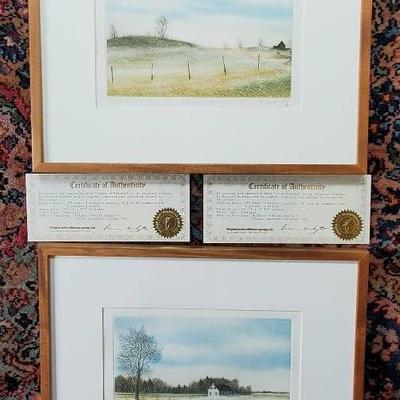(2) Original Framed Etchings by Darrell Duchene