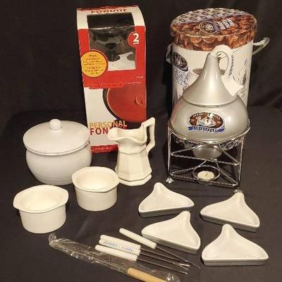 (2) Fondue Sets and Other Serving Items