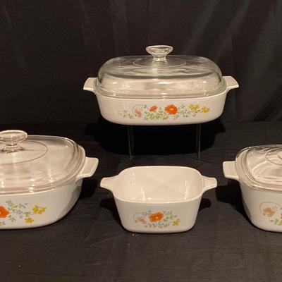 (4) Corningware "Wildflower" Casserole Dishes
