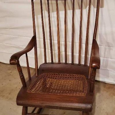 Antique Rocking Chair with Cane Seat