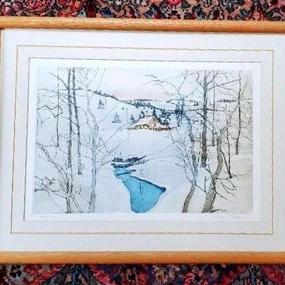 Polly Chase "Frozen Winter" Etching On Paper