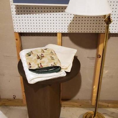 Vintage Side Table, Lamp & Household Items