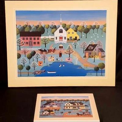 (2) Colleen Sgroi Folk Art Prints On Wood