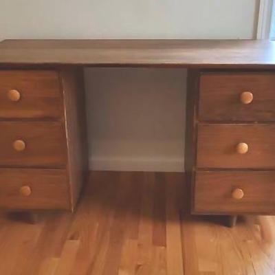 Vintage 6-Drawer Solid Wood Desk