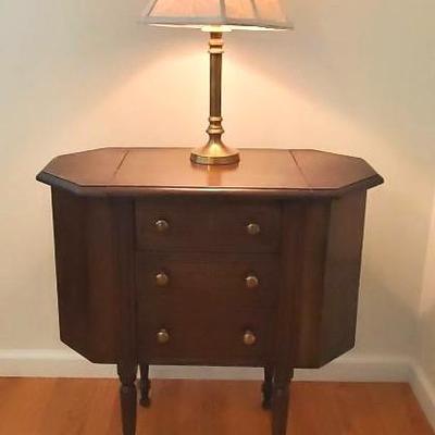 Antique Sewing Cabinet & Lamp