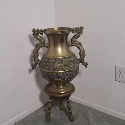 Brass Vase and Pedestal 