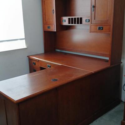Golden Oak Large Wood Desk 