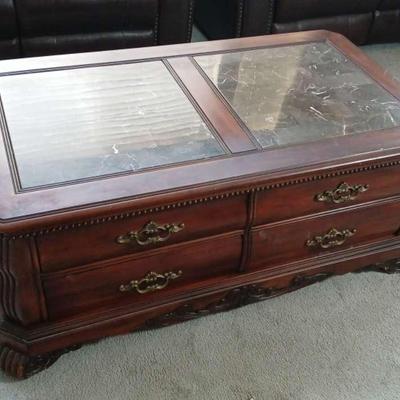 Coffee/Storage Table with Faux Marble Top