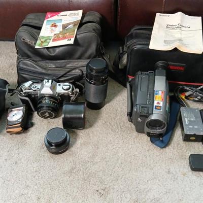 Canon AE-1 Camera And Sony Handycam