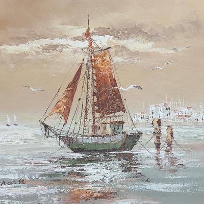 ORIGINAL SAILING SHIP PAINTING BY CHORN