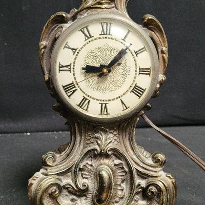 VINTAGE CAST METAL VICTORIAN LOUIS XV FRENCH STYLE DECORATIVE MANTEL CLOCK
