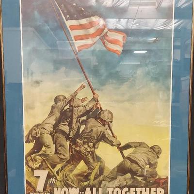 FRAMED "NOW ALL TOGETHER" MILITARY POSTER