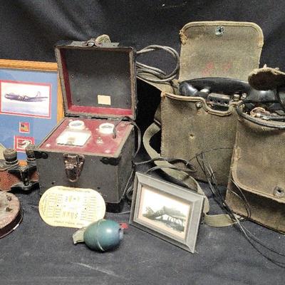 VINTAGE MILITARY PHONES, BINOCULARS, MEDALS, AND MORE