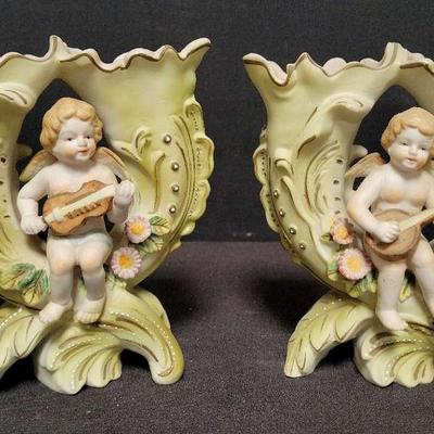 PAIR OF ARDALT BISQUE CERAMIC TULIP VASES