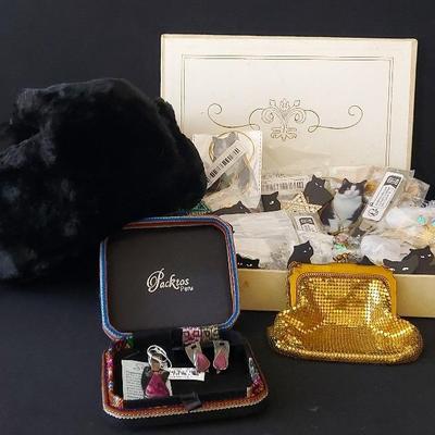 JEWELRY BOX OF COSTUME JEWELRY AND ONE STERLING SILVER SET