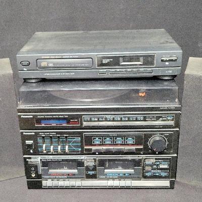 PANASONIC STEREO WITH SPEAKERS AND FISHER AD-738 COMPACT DISC PLAYER