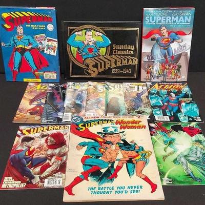 SUPERMAN COMICS AND HARDBACK BOOKS 