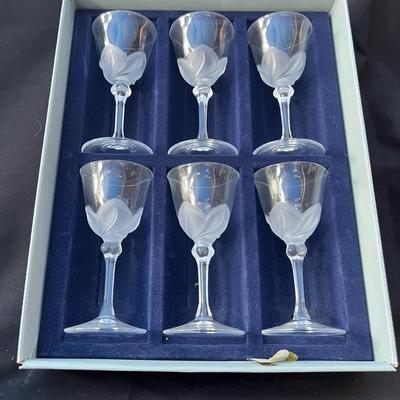 6 Florence ‘Satine’ Cristal Cordial Glasses by J G Durant