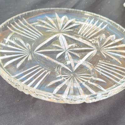 Set Of 5 Vintage Glass Plates And 8 Glass Punch Cups