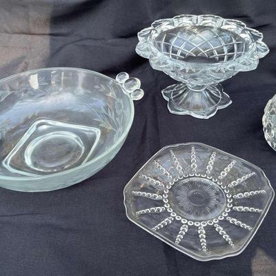Group Of Vintage Cut Glassware Serving Bowls, Dishes, And More