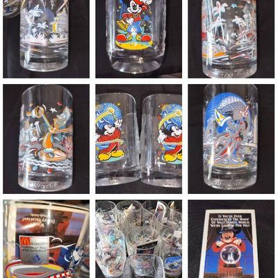 McDonald's Disney Glass 2000 And 25th Anniversary Collectible Glasses Set
