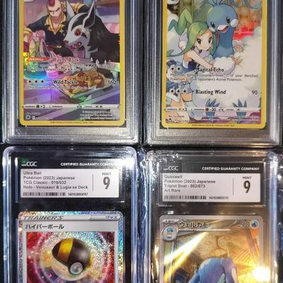 Set Of 4 Graded PSA 7-9 English And Japanese Collectible Pokémon Cards