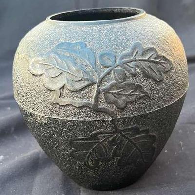 Cast Iron Japanese Tetsubin Ornate Flower Pot 6” Tall