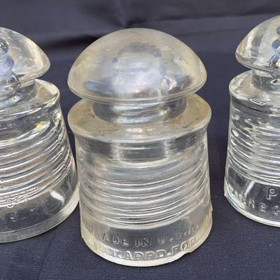 3 Vintage Pyrex Glass Insulators
