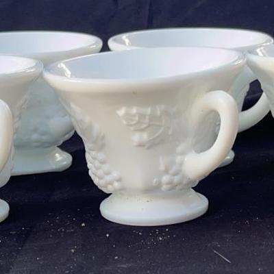 Set Of 9 Vintage Milk Glass Punch Cups