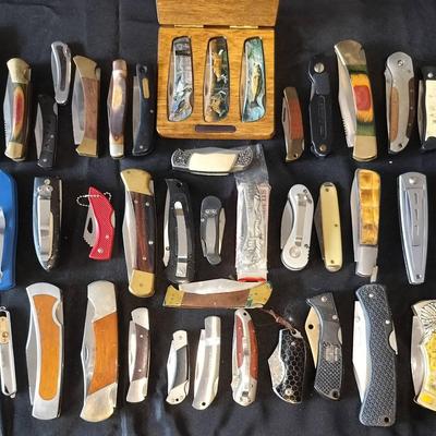 Single Blade Vintage Pocket Knife Collection By Paul Revere, Frontier, Winchester, Buck, And More