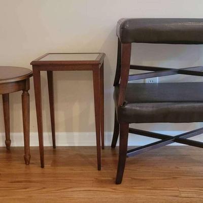 Ottomans with Leather-Look Upholstery and Side Tables
