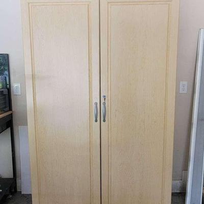 Lockable Tall Storage Cabinet with Silver Handles and Key