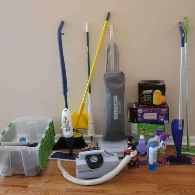 Complete Cleaning Supply Set Featuring Oreck XL, Swiffer, Brooms, Mops & More