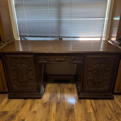 Stanley Carved Wooden Desk