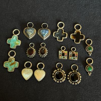 Eight Silver Stone Charm Pairs