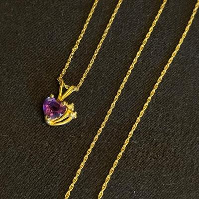 14K Purple Heart and Chain