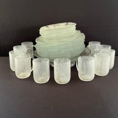 Glass Dish Set With Pedestal Stand